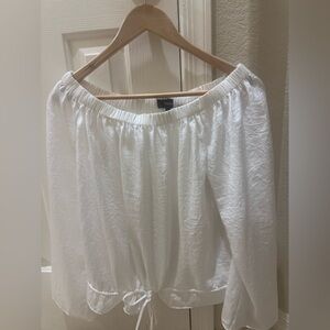 Theory White Off-Shoulder Blouse